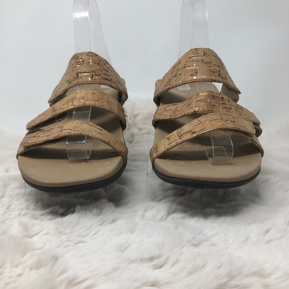 Vionic Amber Tan Brown Gold Slide On Sandals Women's 9 - Picture 4 of 7